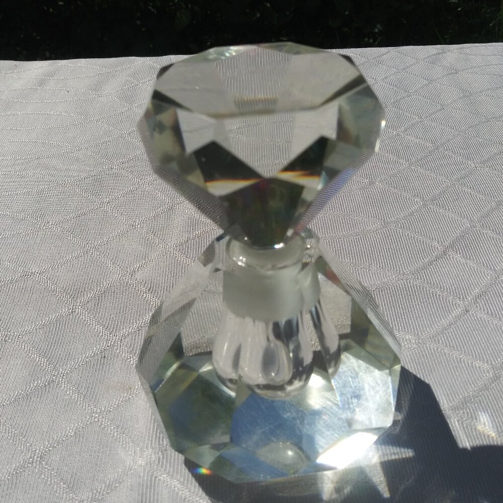 Vintage Crystal Glass Perfume Bottle Very Heavy - Picture 3 of 10